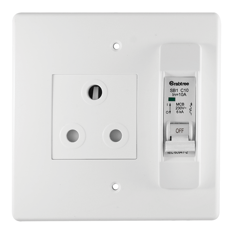 Crabtree Classic 16A Circuit Breaker Single Socket 164-1 with White Coverplate