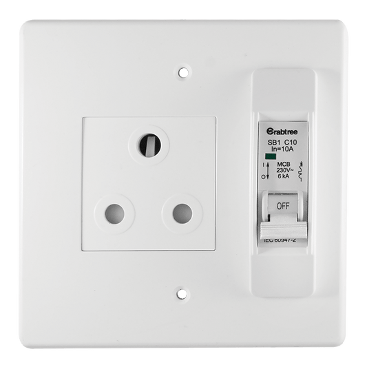 Crabtree Classic 16A Circuit Breaker Single Socket 164-1 on 4x4 Yoke