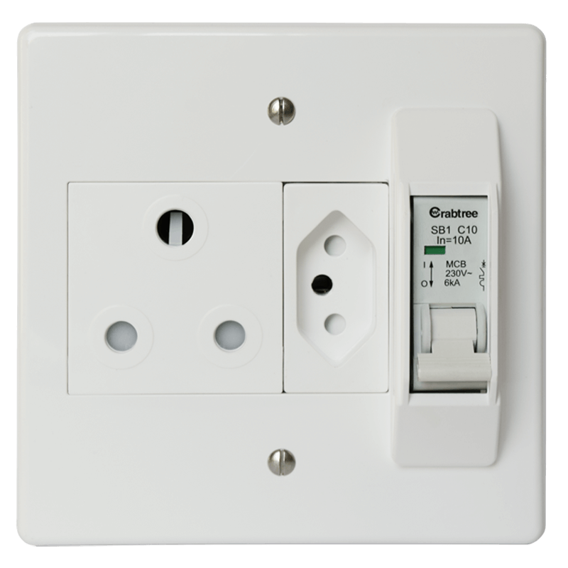 Crabtree Classic 10A Circuit Breaker Combo Socket with Yoke and Coverplate