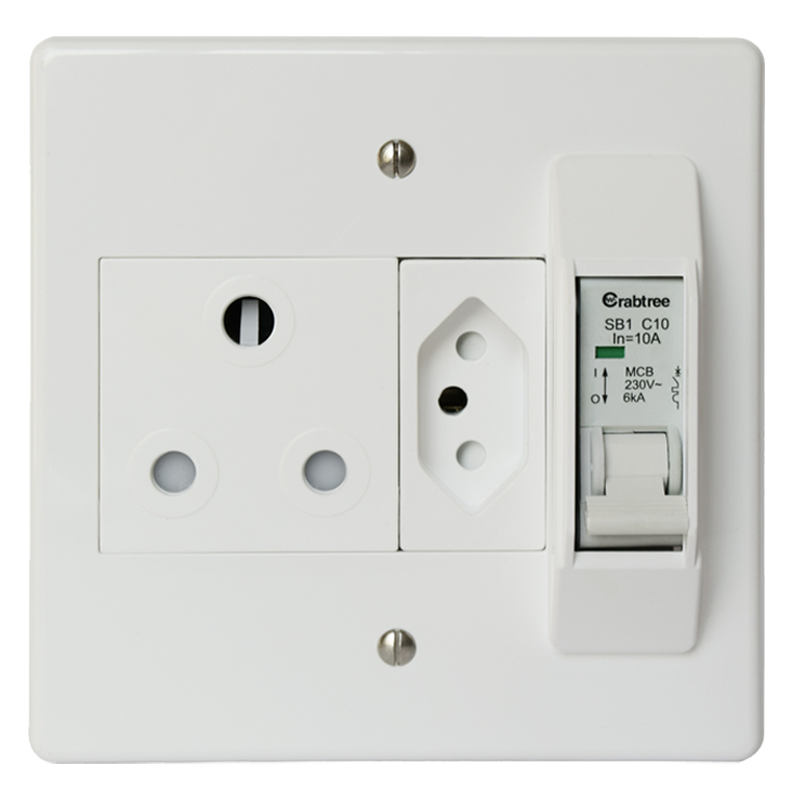 Crabtree Classic 16A Circuit Breaker Combo Socket (1x164-1 + 1x164-2) with Coverplate