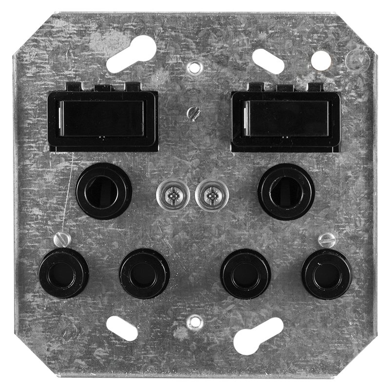 Crabtree Classic Double 164-1 Switched Monoblock Socket on 4×4 Yoke, Black Finish
