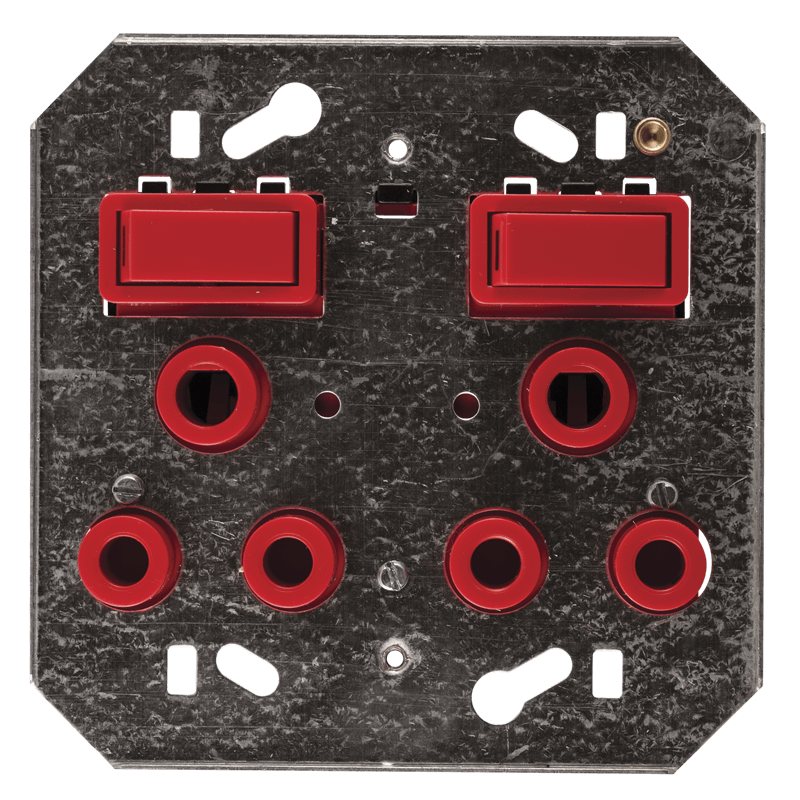 Crabtree Classic Double Monoblock Dedicated Switched Socket on Yoke, Red