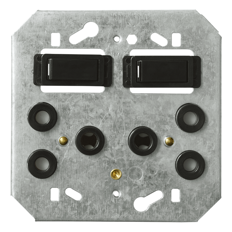 Crabtree Classic Double STD Switched Steel Socket 100x100mm, Black