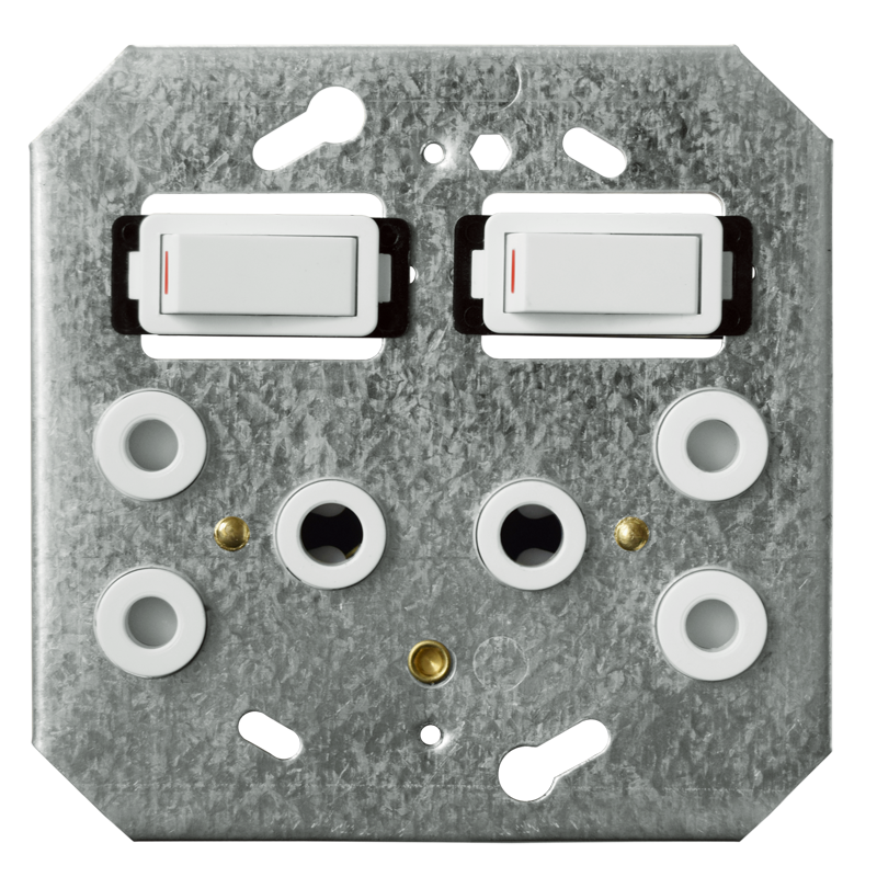 Crabtree Classic Double Switched STD Steel Socket Coverplate