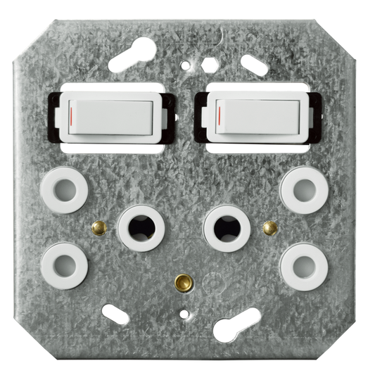 Crabtree Classic Double Switched STD Steel Socket Coverplate