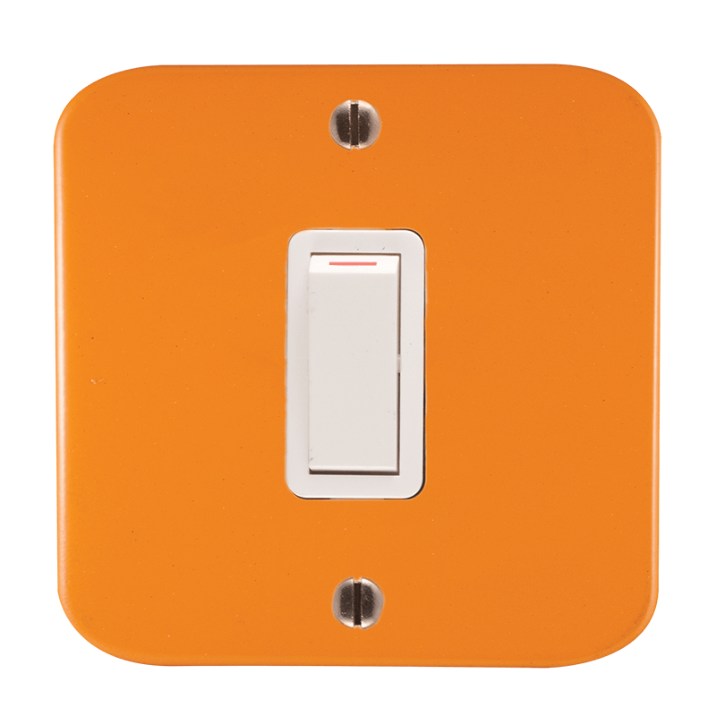 Crabtree Classic 1 Lever 1 Way Industrial Switch on Surface Box - Orange