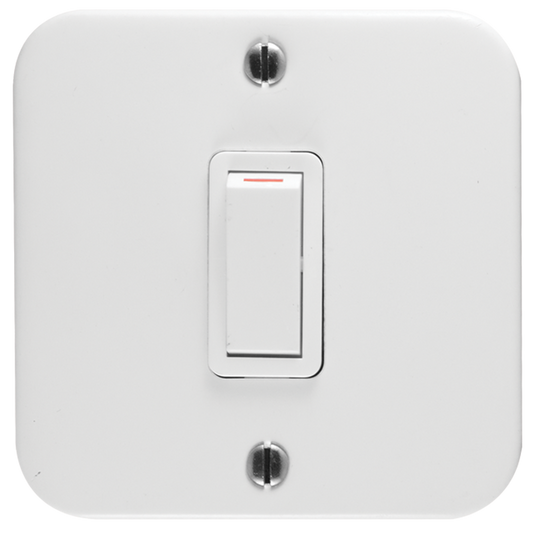 Crabtree Classic 1 Lever 1 Way Industrial Switch on Surface Box (75x75mm, White)