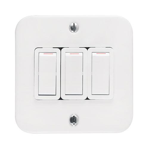 Crabtree Classic 3 Lever Industrial 1 Way Switch on Surface Box