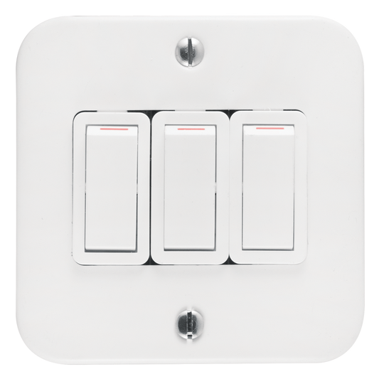 Crabtree Classic 3 Lever Industrial 1 Way Switch on Surface Box (75x75mm)