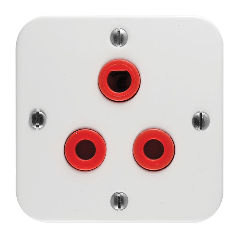 Crabtree Classic Industrial Single Dedicated Red Socket 164-4 Unswitched on 75×75 White Surface Box