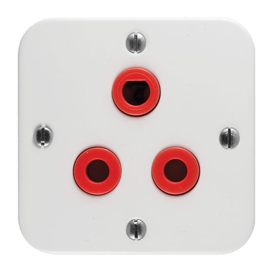 Crabtree Classic Industrial Single Dedicated Red Socket 164-4 Unswitched on 75×75 White Surface Box