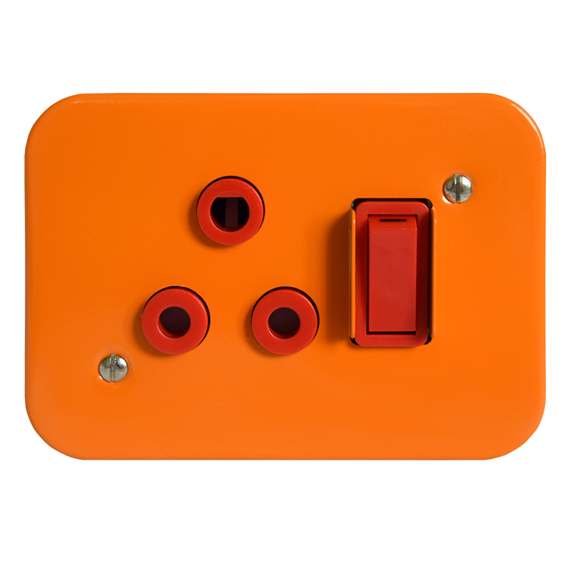 Classic Industrial Single Dedicated Socket 164-4 Switched Red on Surface Box
