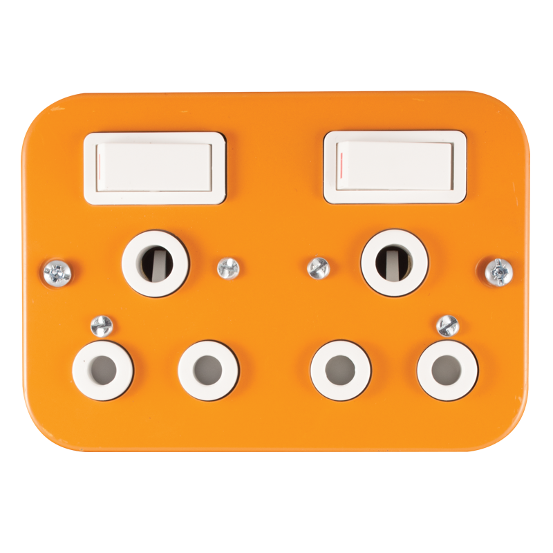 Crabtree Classic Industrial Double Switched Socket (164-1) with 119x83 Surface Box, Orange