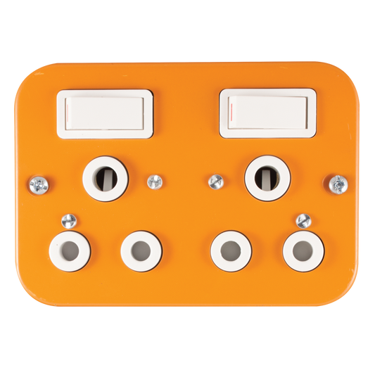 Crabtree Classic Industrial Double Switched Socket (164-1) with 119x83 Surface Box, Orange