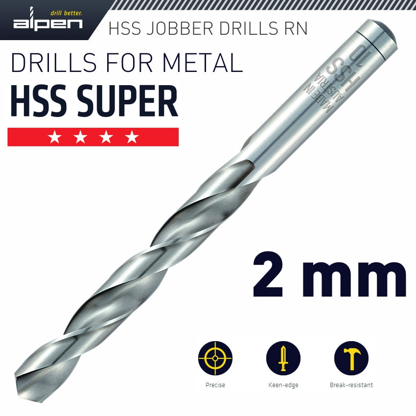 Alpen Hss Super Drill Bit 2Mm 3/Pack