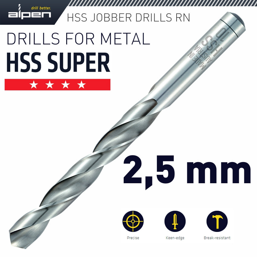 Alpen Hss Super Drill Bit 2.5Mm 1/Pack (182025