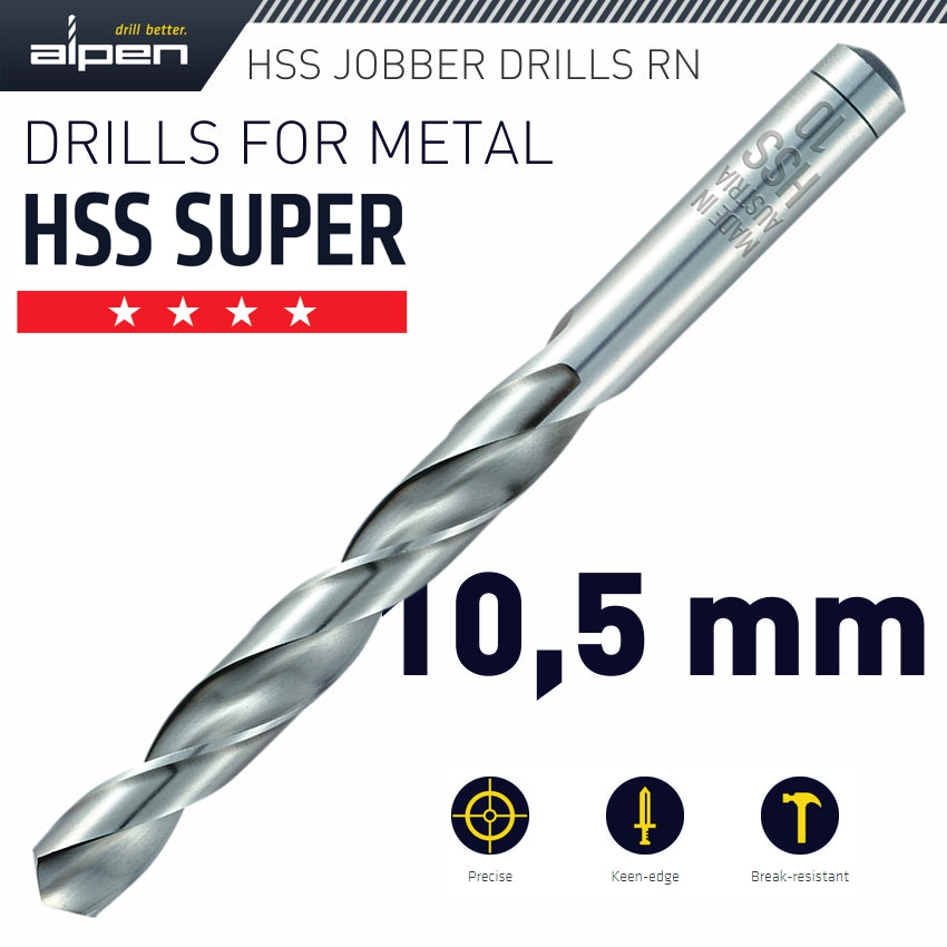 Alpen Hss Super Drill Bit 10.5Mm