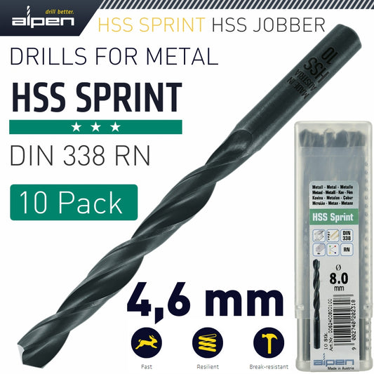 Alpen Hss Sprint Drill Bit 4.6Mm Bulk Ind.Pack