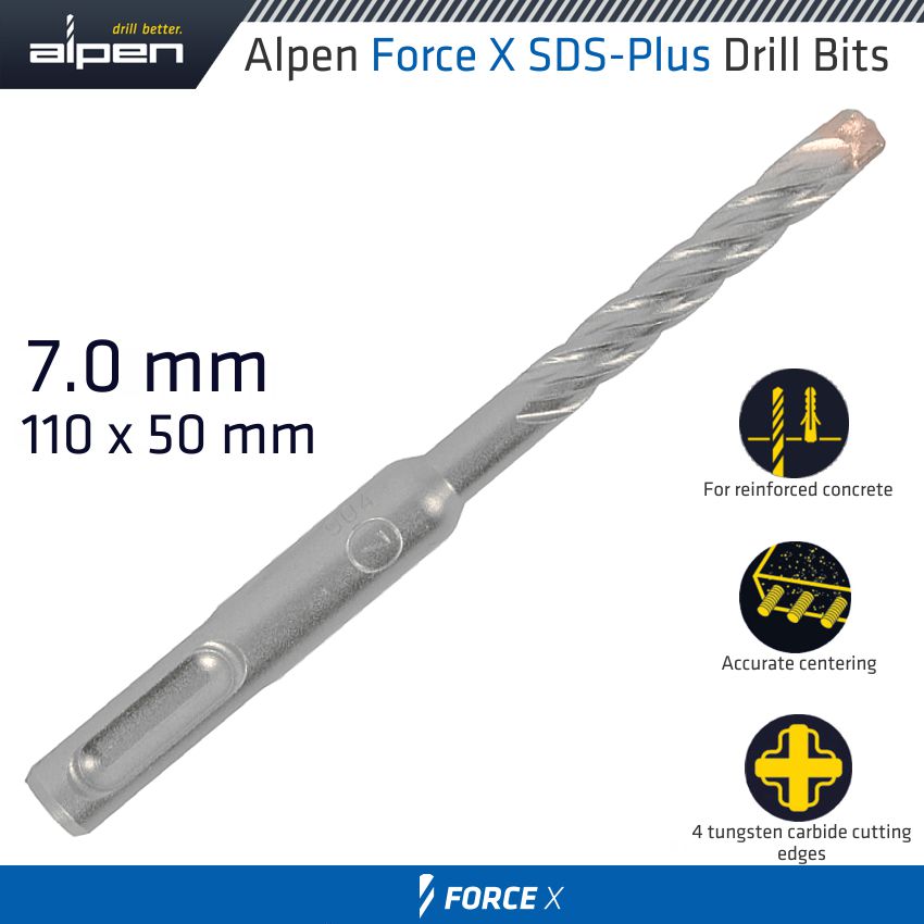Force X 7.0 X 110/050 Sds-Plus Drill Bit X4 Cutting Edges
