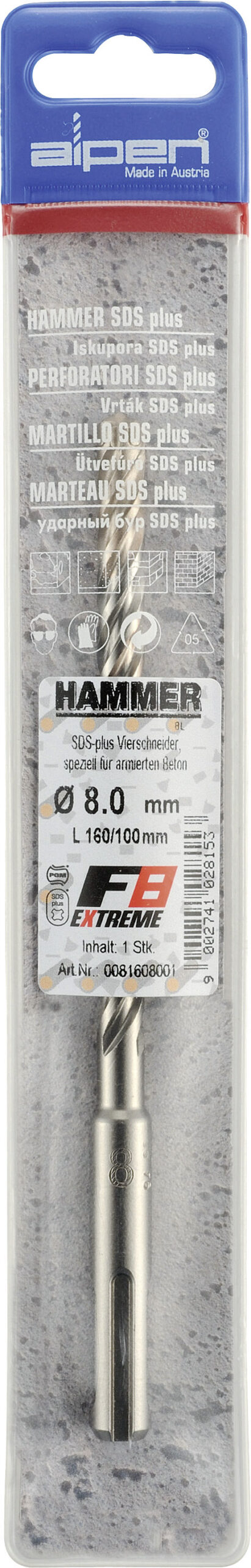 Alpen Sds Plus F8 Extreme 160X100 6Mm Hammer Bit