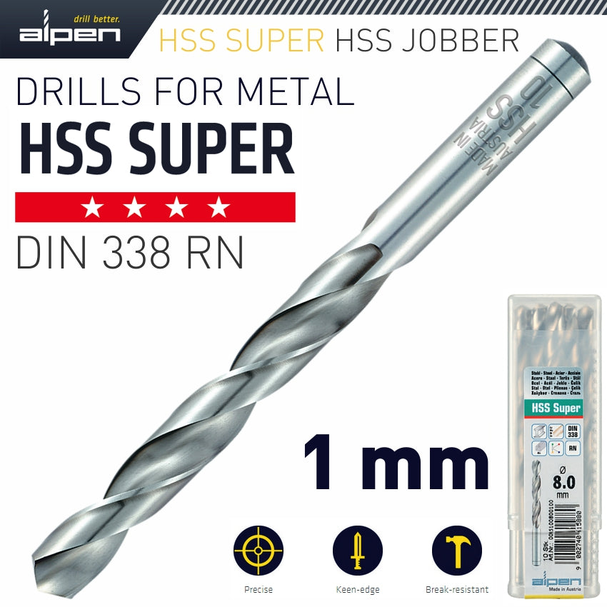 Alpen Hss Super Drill Bit 1Mm Bulk