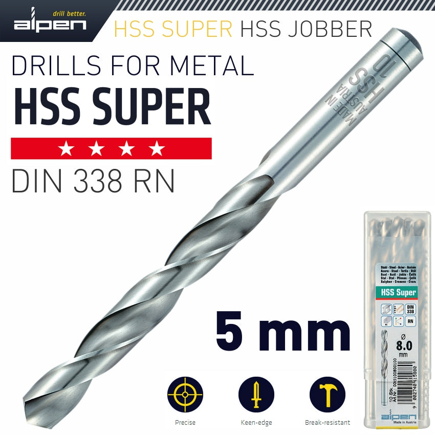 Alpen Hss Super Drill Bit 5Mm Bulk