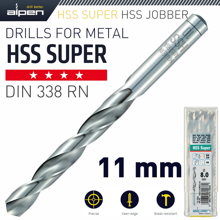 Alpen Hss Super Drill Bit 11Mm Bulk