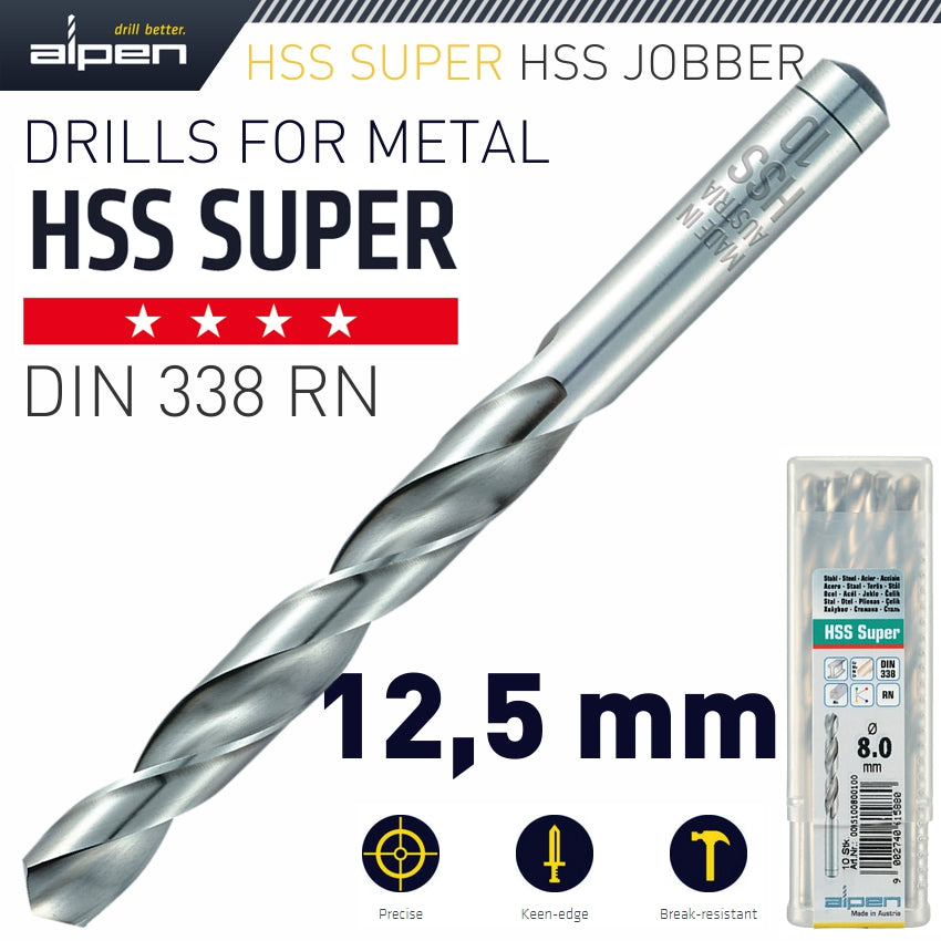Alpen Hss Super Drill Bit 12.5Mm Bulk