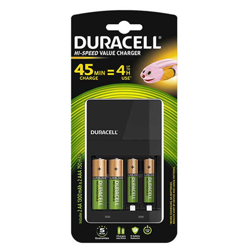 Battery Duracell Charger  + 2Aa Rechargeable Batteries Cef14