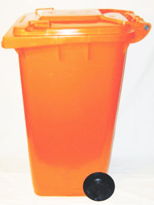 Refuse Bin 240Ltr-On Wheels-Orange (Min 5 Asst)