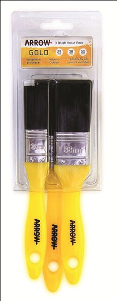 Paint Brush Set Gold 3Pce 25/38/50Mm