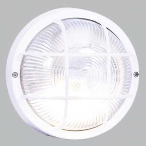 Brightstar BH022 Round PVC Bulkhead with Clear Grid Glass, IP44 (40W ES/11W CFL)