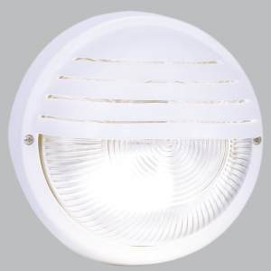 Brightstar BH023 Round PVC Bulkhead Light with Clear Glass and Grid (IP44)