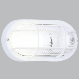 Brightstar BH028 PVC Oval Bulkhead Light with Grid, IP54 (Black/White)