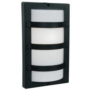 Brightstar BH060 Black Die-Cast Aluminium IP44 Bulkhead Light with White Polycarbonate Cover