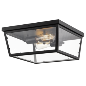 Brightstar BH2081 Black Die Cast Aluminium Bulkhead Light with Clear Glass (IP44, 2 x 60W ES)