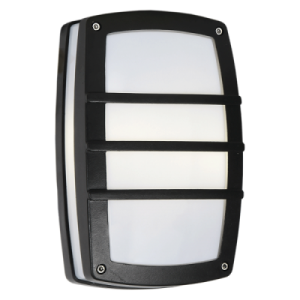 Brightstar BH408 Black Die Cast Aluminium Outdoor Bulkhead Light (IP54, 2 x 20W CFL)