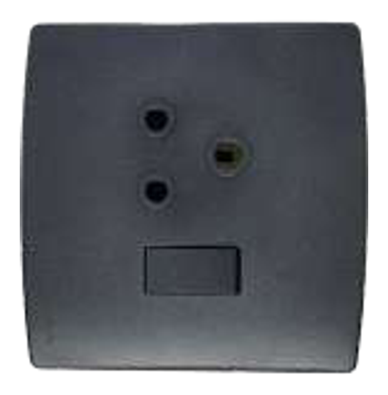 Onesto Trinity SINGLE SWITCHED SOCKET HORIZONTAL, BLACK GRAPHITE, 4X4 - BK-TSP4001