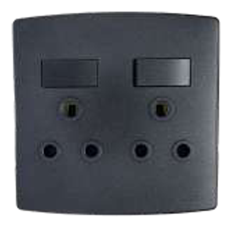 Onesto Trinity DOUBLE SWITCHED SOCKET, 4X4 BLACK GRAPHITE - BK-TSP4002