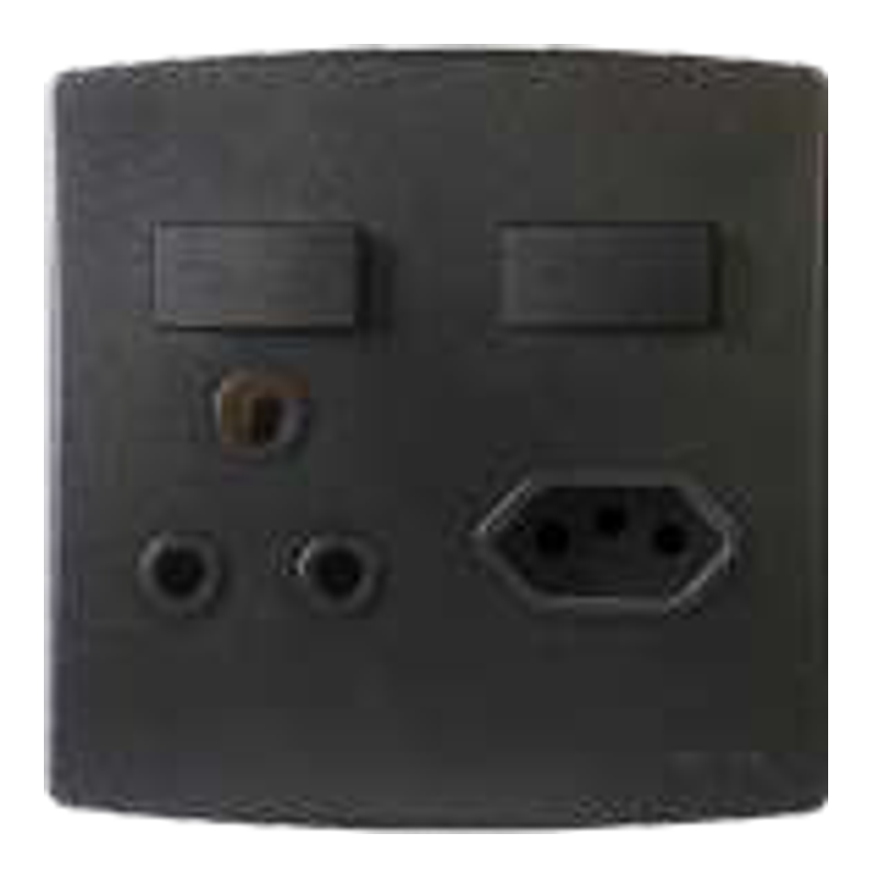 Onesto Trinity 1X RSA SWITCHED SOCKET & 1X NEW ZA PLUG SOCKET SWITCHED SOCKET, BLACK GRAPHITE ,4X4 - BK-TSP4011