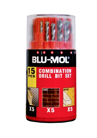 Blu-Mol Drill Set 15Pc Metal/Mas/Wood