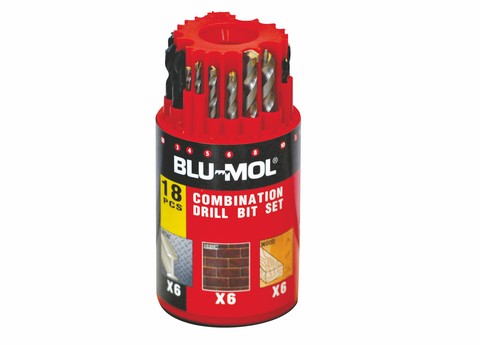 Blu-Mol Drill Set 18Pc Metal/Mas/Wood