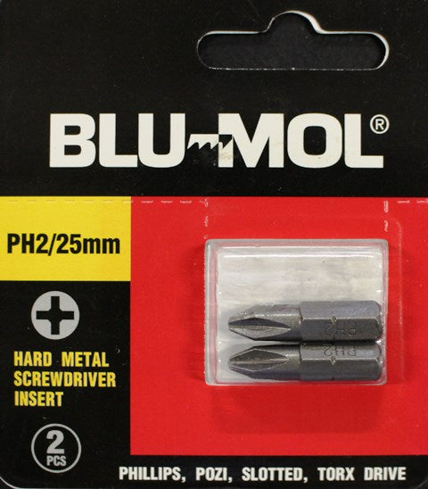 Blu-Mol Screw Driver Bit S2 Ph2X25 2Pc