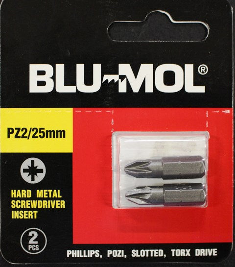 Blu-Mol Screw Driver Bit S2 Pz2X25Mm 2Pc