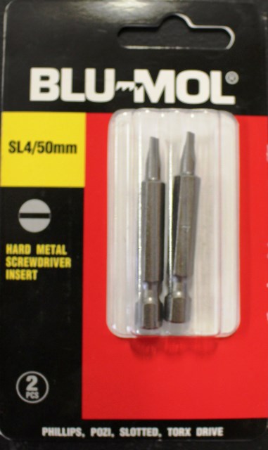 Blu-Mol Screw Driver Bit S2 Sl4X50Mm 2Pc