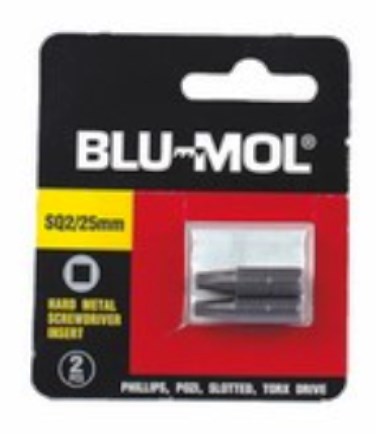 Blu-Mol Square Pwr Bit S2 No.2X25Mm 2Pc