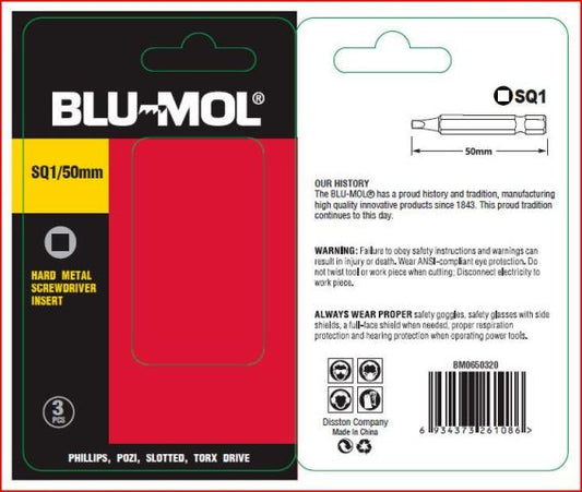 Blu-Mol Square Pwr Bit S2 No.1X50Mm 2Pc