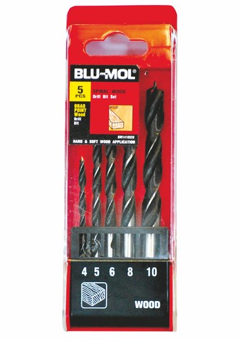 Blu-Mol Spiral Wood Drill 5Pc 4-10Mm