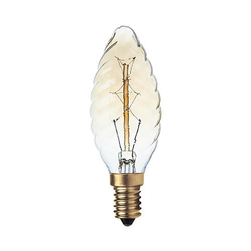 Carbon Filament Twisted Candle Bulb C35 E14 40W Warm White