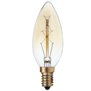 Brightstar 40W Dimmable Carbon Filament Candle Bulb with Amber Glass (E14/SES, 2200K)